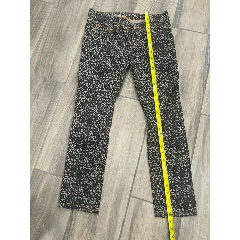 Tory Burch Jeans Womens Sz 28 Geometric Print Straight Leg Black Gray Designer
